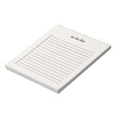 Bloc-note Cream Beige To Do List Minimalist Teacher Simple (Tourné)