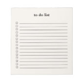 Bloc-note Cream Beige To Do List Minimalist Teacher Simple (Devant)