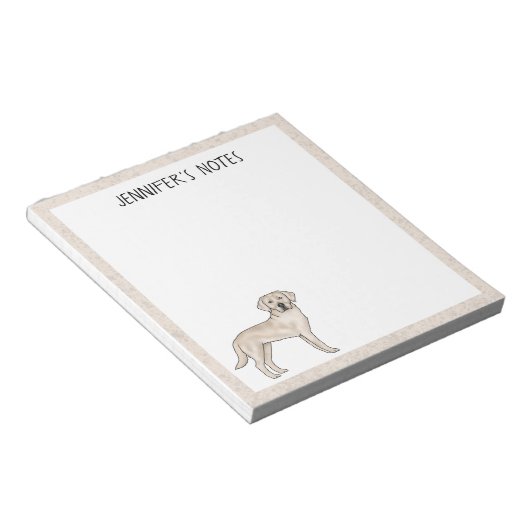 Bloc-note Cream Labrador Retriever Lab Dog Avec Nom Personna (Incliné)