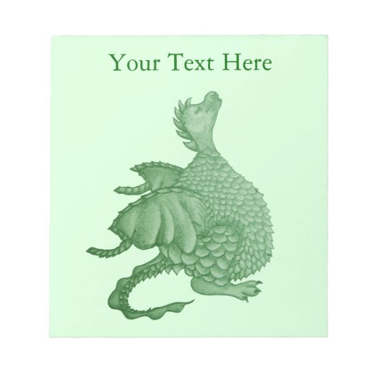 Bloc-note créature imaginaire mythique dragon vert mignon (Devant)