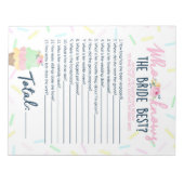 Bloc-note Crème De Glace Qui Connaît La Mariée Meilleur Pack (Devant)