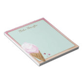 Bloc-note Crème glacée à la fraise aquarelle vert menthe (Incliné)