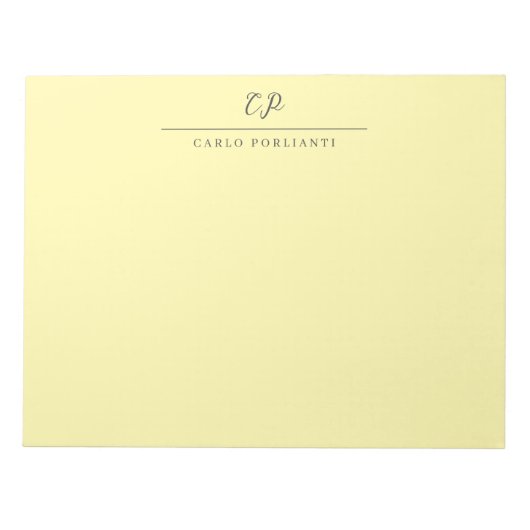Bloc-note Crème Moderne Calligraphie Plain Nom Monogrammé (Devant)
