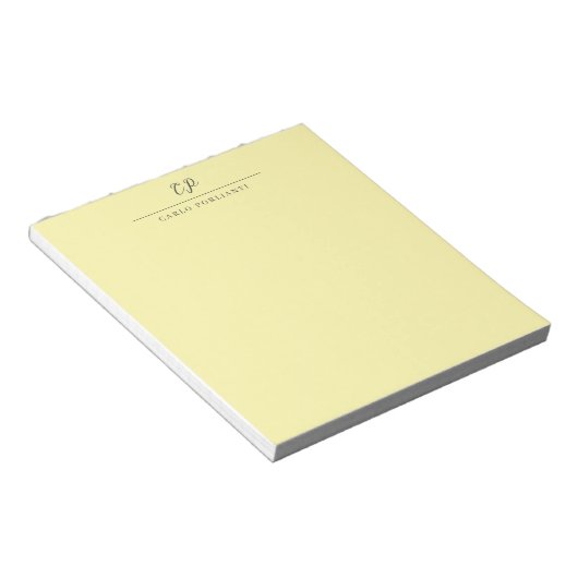 Bloc-note Crème Moderne Calligraphiée Nom Simple Monogrammé (Incliné)