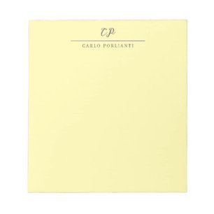 Bloc-note Crème Moderne Calligraphiée Nom Simple Monogrammé