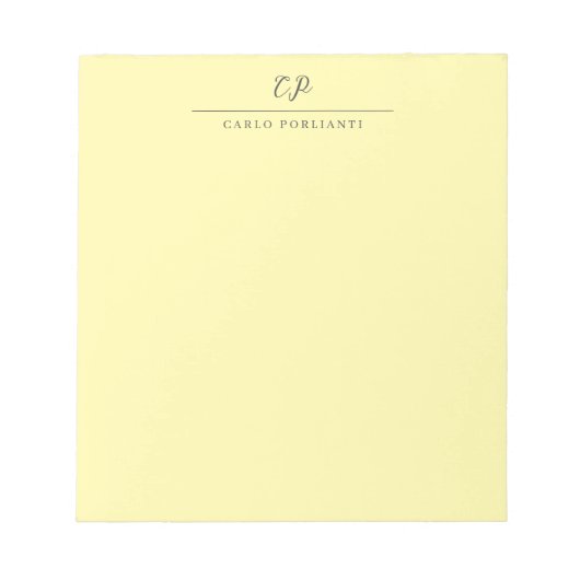 Bloc-note Crème Moderne Calligraphiée Nom Simple Monogrammé (Devant)