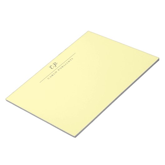 Bloc-note Crème Monogramme Moderne Calligraphié Nom Simple (Incliné)