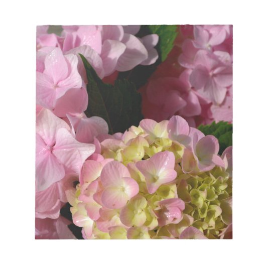 Bloc-note Crème rose Hydrangeas jaune rose vert floral (Devant)