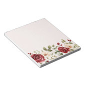 Bloc-note Crème rouge Roses Blush rose Mariage Floral (Incliné)