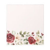 Bloc-note Crème rouge Roses Blush rose Mariage Floral (Devant)