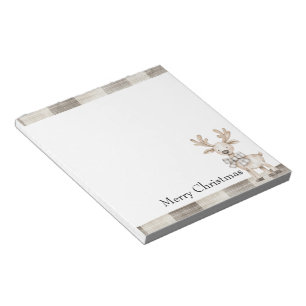 Bloc-note Crème Tan biologique Plaid Stripes Christmas Reind