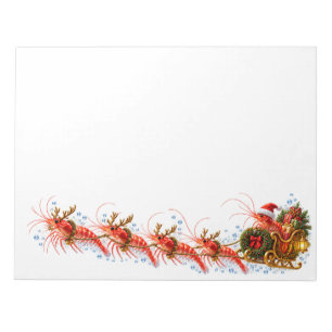 Bloc-note Crevettes de Noël Santa Traîneau Fantaisie Fêtes d