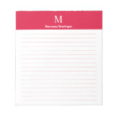 Bloc-note Crimson Classic Personalized Letter Monogram Lined (Devant)