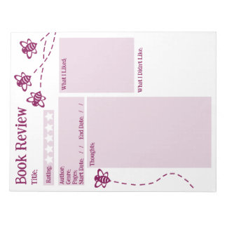 Bloc-note Critique du livre Lecture Bee Notepad