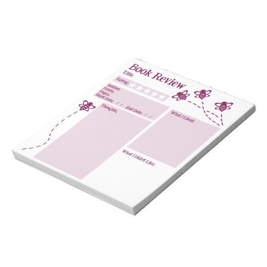 Bloc-note Critique du livre Lecture Bee Notepad (Tourné)
