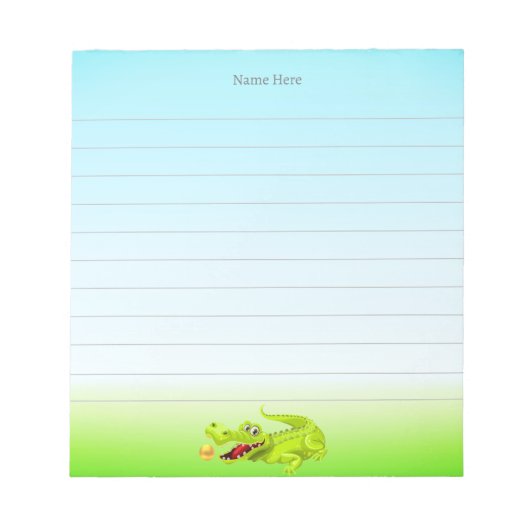 Bloc-note Crocodile mignon sur ligné bleu clair (Devant)