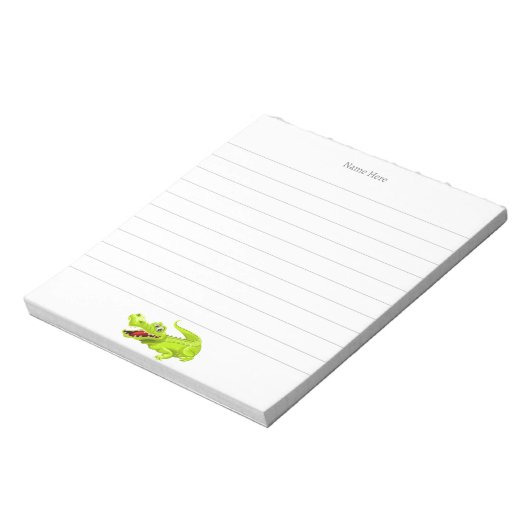 Bloc-note Crocodile mignon sur lin blanc (Tourné)