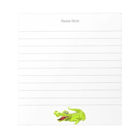 Bloc-note Crocodile mignon sur lin blanc (Devant)