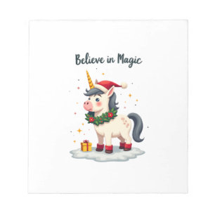 Bloc-note Croire en la Fête Magique Licorne portant un Noël