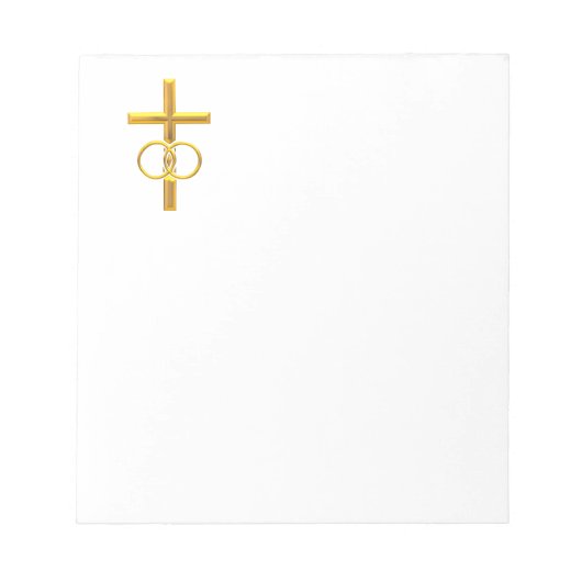 Bloc-note Croix 3-D d'or avec anneaux Mariages (Devant)