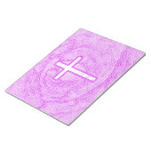 BLOC-NOTE CROIX BLANCHE SOULIGNÉE EN ROSE (Incliné)