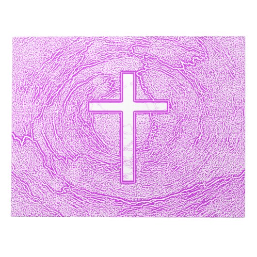 BLOC-NOTE CROIX BLANCHE SOULIGNÉE EN ROSE (Devant)