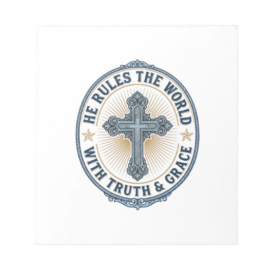 Bloc-note Croix Chrétienne Il Règne sur le Monde (Devant)