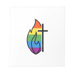 Bloc-note Croix de Flamme Arc-en-Ciel Vintage Design Vectori