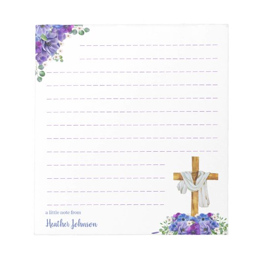 Bloc-note Croix de Pâques chrétienne à l'aquarelle personnal (Devant)