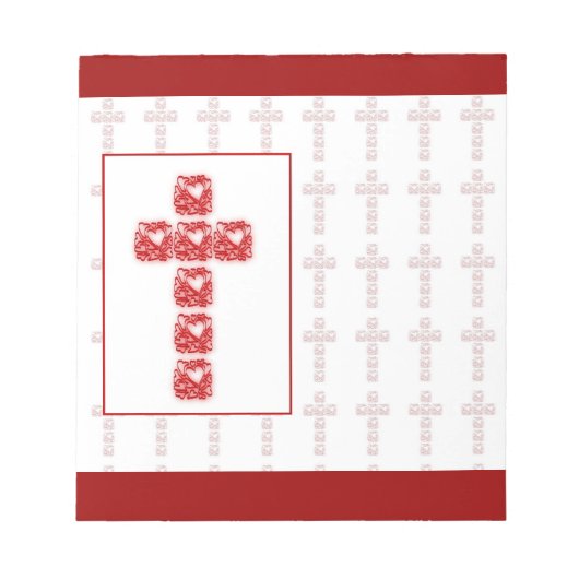 Bloc-note Croix Des Coeurs Sur Rouge (Devant)
