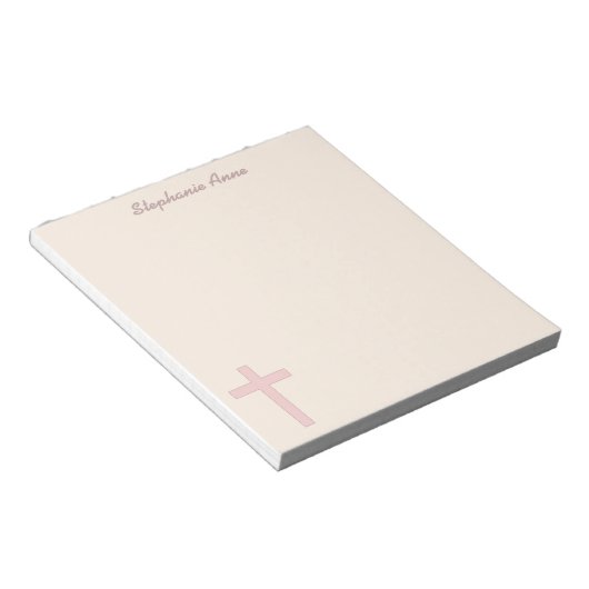 Bloc-note Croix rose pastel communion (Incliné)