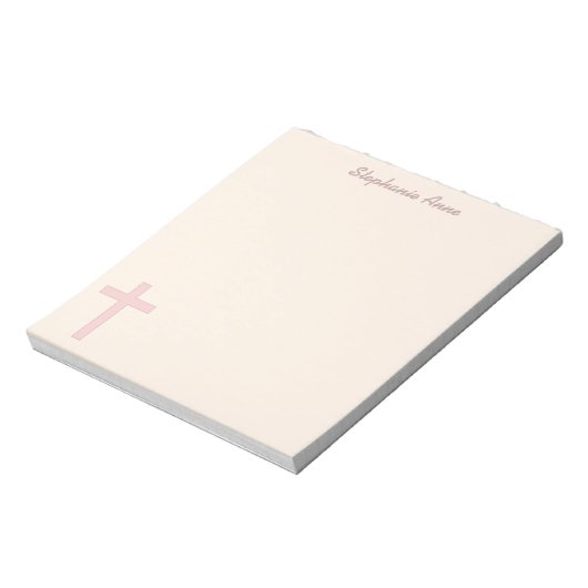 Bloc-note Croix rose pastel communion (Tourné)