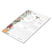 Bloc-note Cuisine de Noël Florale Recettes de recettes Carte (Incliné)