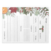 Bloc-note Cuisine de Noël Florale Recettes de recettes Carte (Devant)