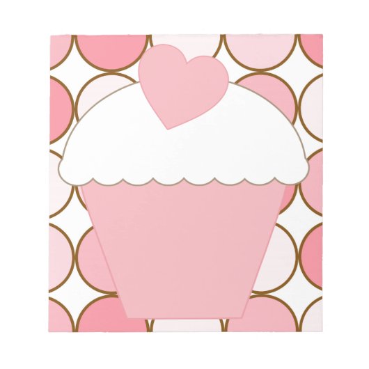 Bloc-note Cupcake rose avec points (Devant)