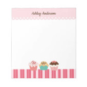 Bloc-note Cupcakes et rayures roses (Devant)