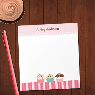 Bloc-note Cupcakes et stries roses