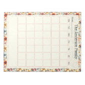 Bloc-note Custom Blush Floral Monthly Calendar Notepad (Devant)
