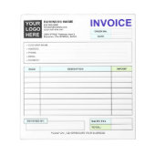 Bloc-note Custom Business Sales Invoice Forms, Company Logo (Devant)