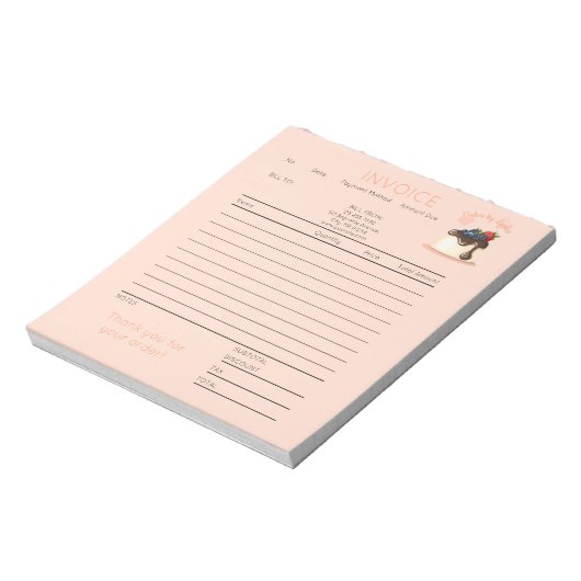 Bloc-note Custom Cake & Bakery Business Invoice Notepad (Tourné)