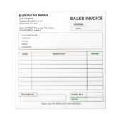 Bloc-note Custom Carbonless Sales Invoice Form, Company Name (Devant)
