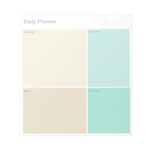 Bloc-note Custom Clean Minimalist Beige Grey Aqua Blue Daily (Devant)