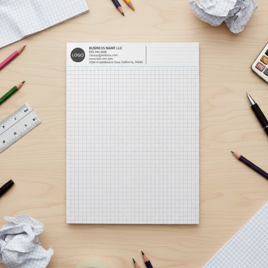 Bloc-note Custom Company Name & Logo, Minimalist Graph Paper