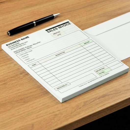 Bloc-note Custom Customer Sales Invoice Forms | Company Name