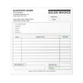 Bloc-note Custom Customer Sales Invoice Forms | Company Name (Devant)