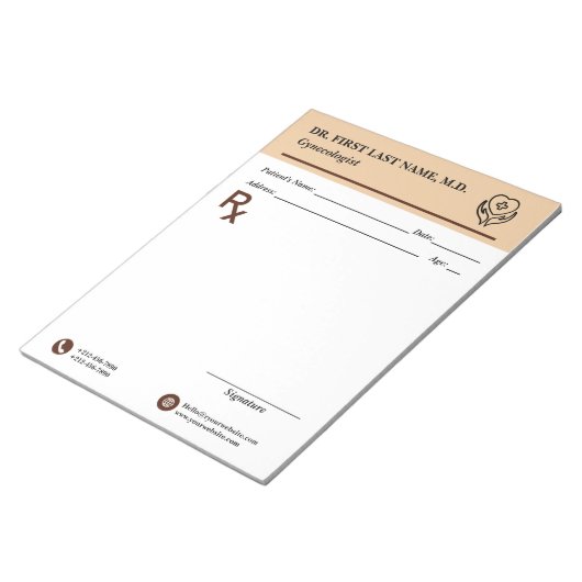 Bloc-note Custom Doctor Prescription Notepad Editable RX Pad (Incliné)