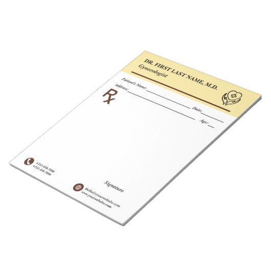 Bloc-note Custom Doctor Prescription Notepad Editable RX Pad (Incliné)