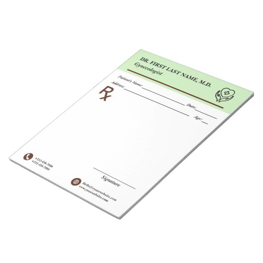 Bloc-note Custom Doctor Prescription Notepad Editable RX Pad (Incliné)