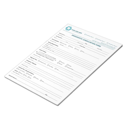 Bloc-note Custom Endodontic Consultation Form (Incliné)