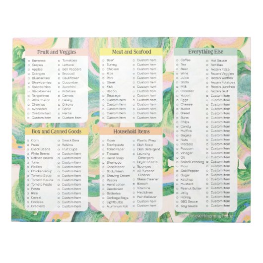 Bloc-note Custom Grocery List Notepad, Personal Stationery (Devant)